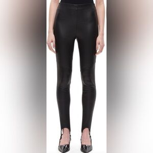 Shoreditch Ski Club Skye High Waist Leather Stirrup Leggings Size Small NWT